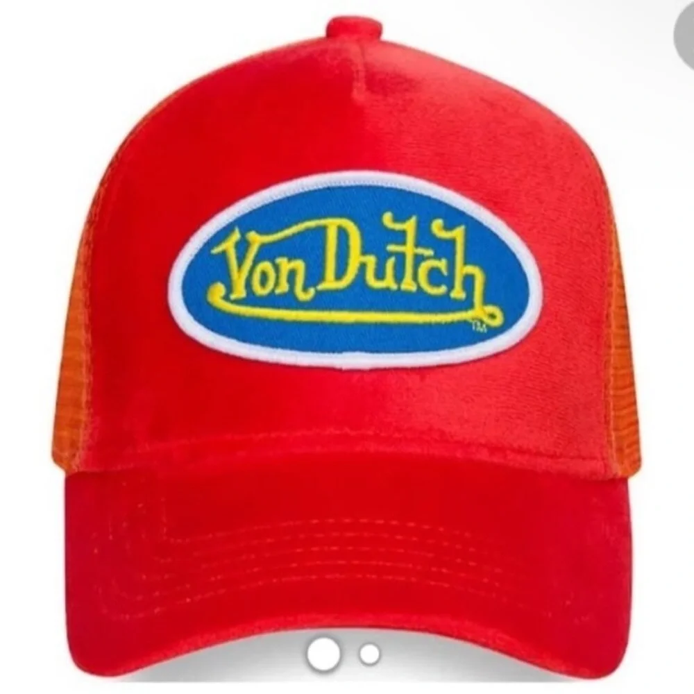 Von Dutch Hollywood Patch Orange VELVET Trucker Hat| Adjustable/Snapback|NEW/NWT